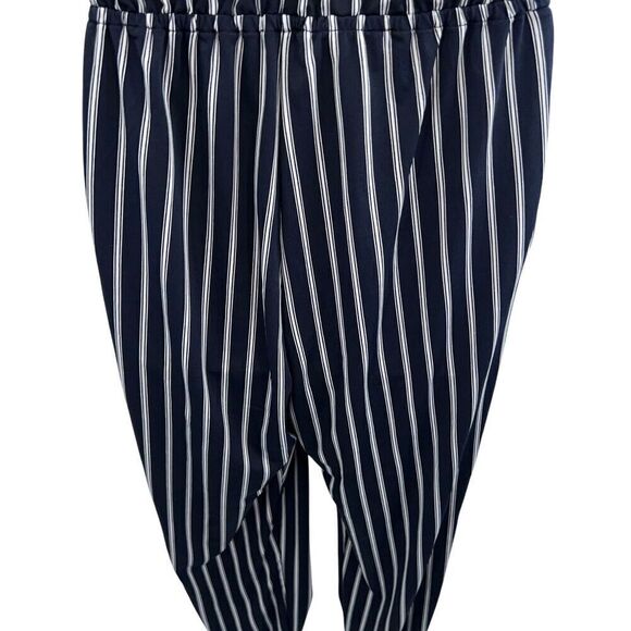 SuperFoxx Striped Navy White Halter Jumpsuit Women's Size XS Stretchy - Picture 8 of 16